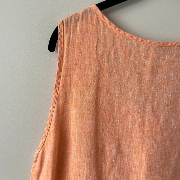 Vivid Tiered Linen Pullover Scoop Neck Casual Tank Top Blouse Orange Large - Picture 4 of 8